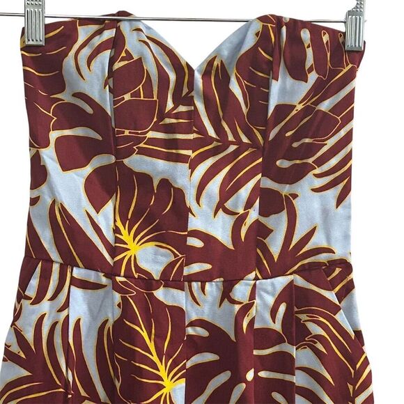 H&M Conscious Tropical Strapless Jumpsuit Size 2 Multicolor Summer Casual - Picture 2 of 16